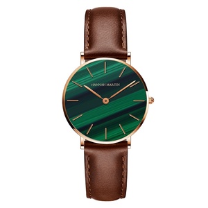 Reloj de Cuarzo para Mujer, Diseño Vintage, Correa de Acero Inoxidable, Esfera Verde Malaquita, Resistente al Agua, para Negocios, OEM ODM - Product Image 3