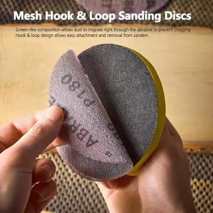 50個5インチ80 100 120 150 320アソートグリットメッシュサンディングディスクフックとループメッシュサンドペーパー木製家具床用 - Product Image 4