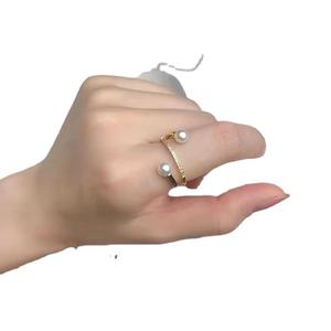 10087 DIY Silver Jewelry Stand with S925 Silver <b>Ring</b> Empty Stand Double Pearl <b>Ring</b> 5-7mm Round Beads <b>Crystal</b> <b>Rings</b> Accessories - Product Image 5