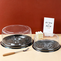 Boîtes à pâtisserie noires de 3/4/6/8/9/10/11/14 pouces, contenants ronds pour mousse au chocolat, cheesecake, boîte à gâteau en plastique transparente épaisse pour anniversaire