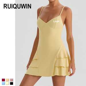 RUIQUWIN Vente en gros Robe à volants sans manches pour femme Robe de sport avec poches Séchage rapide Robe de yoga et de tennis - Product Image 1
