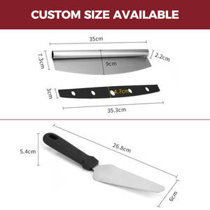 Caja con logotipo personalizable, herramienta para hornear, pala para pizza grande de aluminio plegable con mango de madera, herramienta de panadero desmontable, cortador de pasteles desechable - Product Image 3