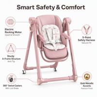 Chaise haute pliable pour bébé, série multifonctionnelle, portable et électrique, chaise à bascule pour nourrisson, plusieurs styles et couleurs au choix