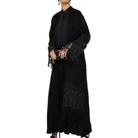 Benutzer definierte Nida Stoff Spitze bestickt lange Kleider muslimische islamische Kleidung Frauen