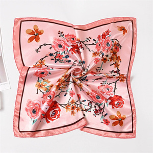 Foulard carré en satin de soie à rayures paisley or champagne pour femmes, bandeau vintage, 70 cm, foulard de luxe - Product Image 6