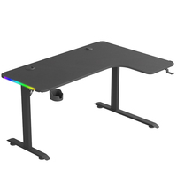 Beisijie meubles d'occasion de bureau à domicile PC de jeu en forme de L utilisé table de jeu de table d'angle droit de couleur noire avec rvb