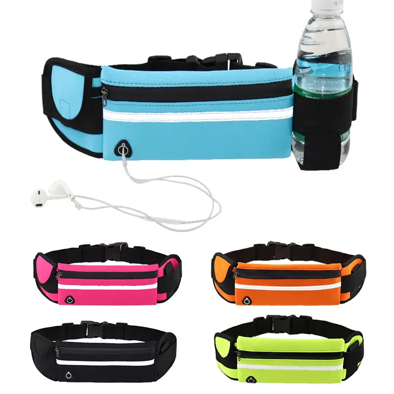Водонепроницаемый Фитнес, оптовая продажа, индивидуальная упаковка, эластичный ремень для бега, Спортивная поясная сумка с держателем для бутылки