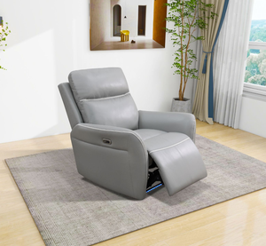 Light Grey Breathing Leather <b>3</b>-<b>Piece</b> Living Room Recliner <b>Sofa</b> <b>Set</b> - Product Image 6