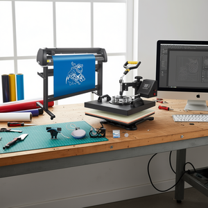 Presse à chaud 15x15 pouces à plat, découpeuse manuelle de vinyle, traceur avec port USB, équipement d'impression de t-shirts DIY - Product Image 2