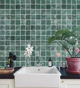 ديكور حائط حمام 2x2 بنمط شلال الشلال من الرخام الهندي الأخضر وحجر يونفو، بلاط حمام سباحة بمظهر حجري - Product Image 2