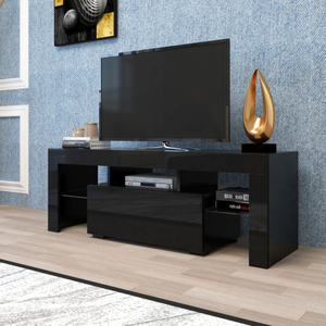 Mueble de TV Moderno Grande con Luz LED, Material de Vidrio y MDF, Almacenamiento y Características Ajustables para Sala de Estar, Muebles para el Hogar - Product Image 6