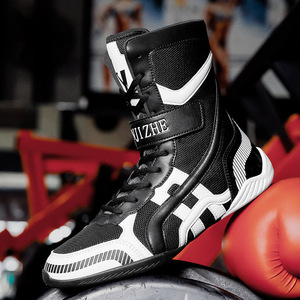 Zapatos de boxeo Ui Zhe para hombre, de caña alta, con cordones, de malla, antideslizantes, para entrenamiento y combate. - Product Image 1