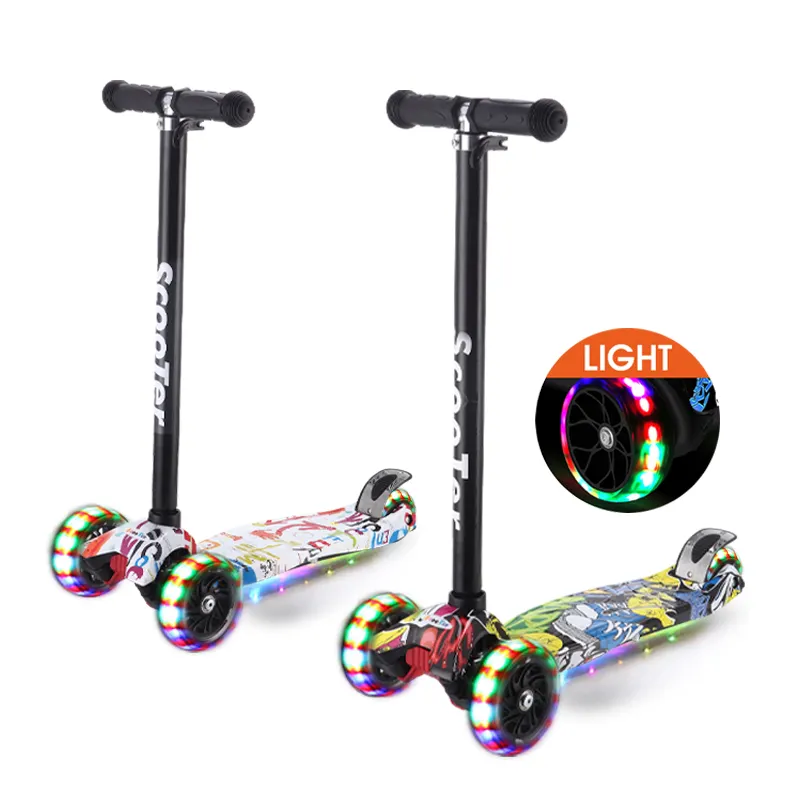 Atacado patinetas Scooter 3 rodas para crianças Brinquedos Big Wheel Com Luz Led patinete infantil 3 rodas Crianças Scooter