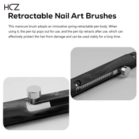 Fournitures d'ongles Manche en plastique marbré noir Vente en gros de brosse à cheveux en nylon Ensemble de pinceaux pour ongles en acrylique Fabricant d'impression OEM