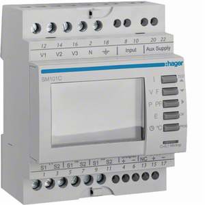 SM101C Personalizzabile con Multimetro Digitale Hagers V-I-F-P-Q-A-cos-kWh RS485 Jbus Modbus 4M - Product Image 1
