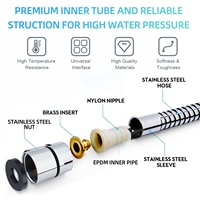 Tuyau de douche moderne flexible en acier inoxydable chromé de 1.5m Offre Spéciale pour salle de bain, douche à main, bidet, pulvérisateur, matériaux PVC et EPDM