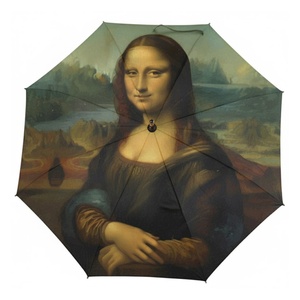 Sunny Kinter 46-Inch Straight <b>Umbrella</b> Semi-<b>Automatic</b> Wood Handle 8 Ribs Auto Open Button American Style Polyester Mona Lisa's - Product Image 1