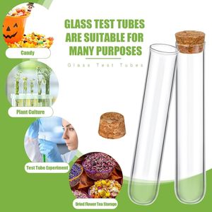 Tubes <span class=keywords><strong>à</strong></span> <span class=keywords><strong>essai</strong></span> en verre de 45 ml avec bouchons en liège transparents, fond rond, tubes <span class=keywords><strong>à</strong></span> <span class=keywords><strong>essai</strong></span> de laboratoire, tampons d'alcool, tubes en verre, flacons pour bonbons - Product Image 2