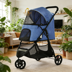 Carrito Plegable para Mascotas EUR PET de Alta Calidad y Durabilidad PC106, Carga Máxima 15 kg, Cuerda de Seguridad Ajustable para Perros y Gatos, Paseo Diario - Product Image 1
