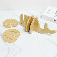Sous-verres et sets de table personnalisés en bambou 3D en forme de baleine, écologiques, mignons, anti-chaleur, de forme irrégulière pour la salle à manger