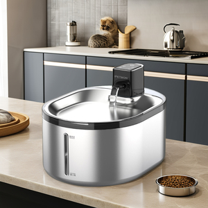 CITICITY Distributeur d'eau intelligent 2-en-1 pour animaux de compagnie, 4L, à circulation automatique, élégant, portable, en acier inoxydable - Product Image 4