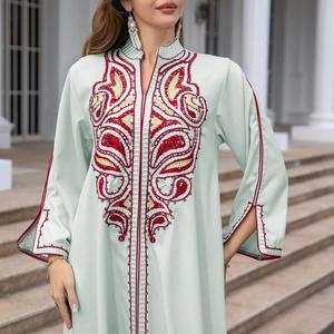Robe <span class=keywords><strong>Djellaba</strong></span> pour femmes, robe <span class=keywords><strong>de</strong></span> soirée brodée, vente en gros - Product Image 2