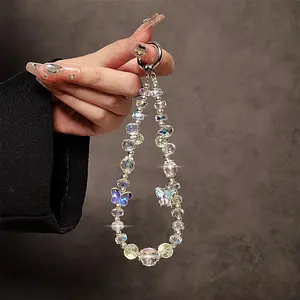 Luxe paillettes cristal diamant téléphone chaîne lanière porte-clés accessoires élégants pour <span class=keywords><strong>iPhone</strong></span> Samsung étui suspendu corde <span class=keywords><strong>bijoux</strong></span> - Product Image 1