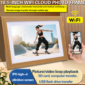 Khung 10.1 Inch Thông Minh Wifi Bằng Gỗ Khung Ảnh Kỹ Thuật Số 1 + 16GB Bộ Nhớ Chơi AVI MP4 Video & MP3 Âm Thanh Chức Năng Đồng Hồ Gỗ Rắn - Product Image 2