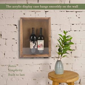 Vitrina grande de sombra profunda con puerta con bisagras Caja de madera montada en <span class=keywords><strong>la</strong></span> pared para botellas de vino tinto Artesanía de madera y letreros de pared - Product Image 3