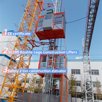 HUGECRANE Treuil de levage de chantier à double cage écoénergétique, haute qualité, capacité 2x2000kg, hauteur de levage maximale