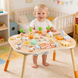 Mesa de Juego Montessori Multifuncional de Madera, Clasificador de Formas, Juguetes Sensoriales, Mesa de Actividades de Madera para Bebés - Product Image 3