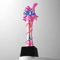 Vente en gros de trophées en cristal coloré couronne pouce souvenir prix du concours impression couleur personnalisée trophée personnalisé en résine de cristal