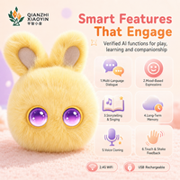 Peluche de Conejo Amarillo con IA, Vibración, Sensor Táctil, Clonación de Voz, Memoria de Larga Duración, Más de 80 Idiomas, Ojos LED, WiFi 2.4G