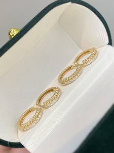 Pendientes Xinfly de oro real de 18 quilates, joyería de oro de 18 quilates AU750, pendientes de diamantes naturales de 0.20 quilates, pendientes de aro redondos para mujer - Product Image 5