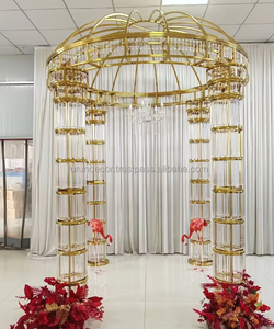 Marco de fondo de arco de boda de metal dorado personalizado, nuevo diseño para decoraciones de fiestas y eventos, arco de bienvenida Chuppah - Product Image 2