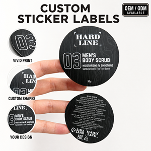 Étiquettes autocollantes rondes personnalisées pour pots cosmétiques, pour emballages de gommages corporels pour hommes, fournisseur en gros - Product Image 4