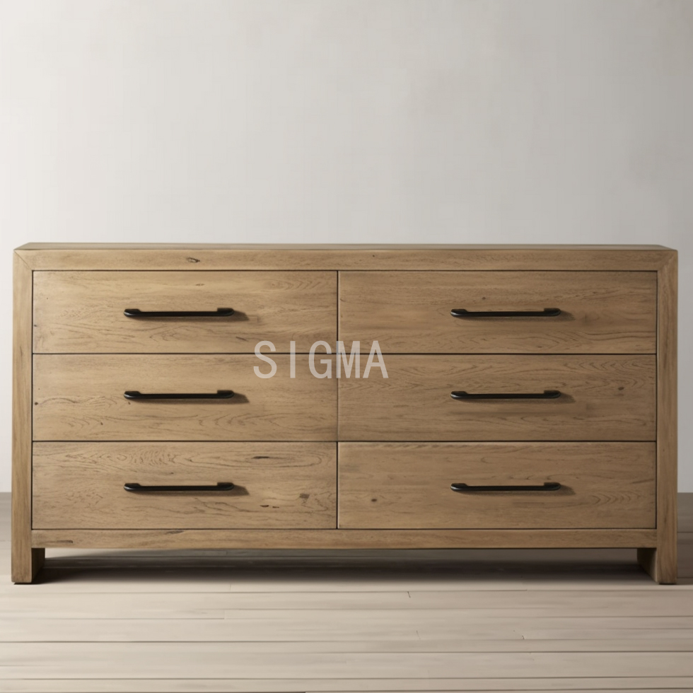 High Quality vintage solid wood beside table living room furniture bedroom Sets 6 drawers cabinet