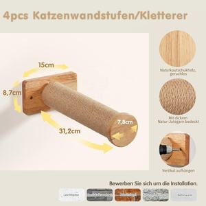 Juego de <span class=keywords><strong>puente</strong></span> y estante de pared de gato de madera, muebles completos <span class=keywords><strong>para</strong></span> sala de estar, jungla, gimnasio, escalada, juego de pared de gato montado en la pared - Product Image 3