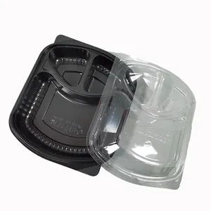 3 compartment 500 ml restaurant food prep take away clear pp plastic lunch storage box with lids meal prep
