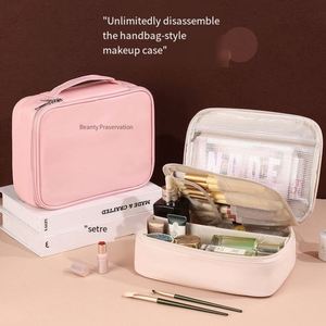 Sac de maquillage avec panneau à pinceaux amovible, grande capacité, organiseur de cosmétiques de voyage pour femmes - Product Image 3