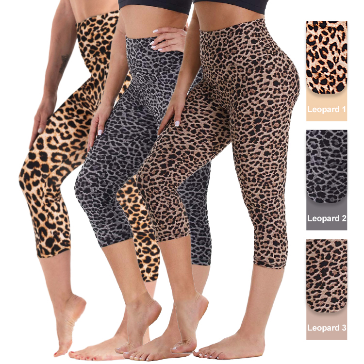 Capri imprimé personnalisé de contrôle du ventre pour les femmes leggings d'entraînement de taille haute avec lisse comme du beurre pantalons collants personnalisés pour femmes