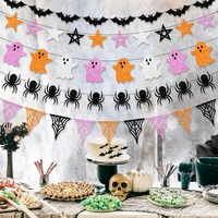 Guirlande scintillante d'Halloween : Ensemble de bannières fantômes, chauves-souris, araignées, étoiles et toiles d'araignée – Décoration suspendue pour fête d'Halloween effrayante