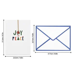 Stylish And Simple Christmas Wreath Pendant Custom Printing Handmade Merry Christmas Greeting Cards With Envelopes