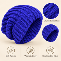 Bonnet en tricot épais et ample pour femme, style coréen, chaud et tendance, en acrylique, pour grandes têtes