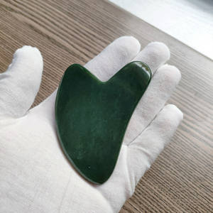 Di alta qualità di nefrite verde cosmica giada viso Gua Sha strumento di pietra scolpire massaggio per l'applicazione del viso - Product Image 3