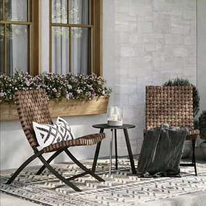 Huasenyuan Outdoor Rattan Chair And <b>Table</b> Set Metal Frame Weather Resistant <b>Garden</b> Furniture For Balcony Courtyard Terrace - Product Image 3
