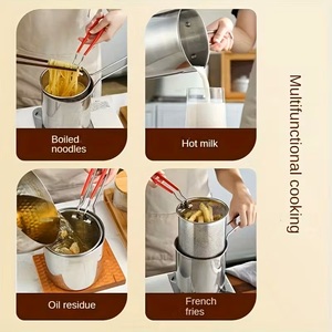 <span class=keywords><strong>Olla</strong></span> para freidora profunda de acero inoxidable con cesta coladora y mango largo-<span class=keywords><strong>Olla</strong></span> pequeña para freidora de <span class=keywords><strong>aceite</strong></span> de cocina de 1,2 l/400oz para uso doméstico - Product Image 4