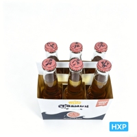 Portador de Cerveza y Vino Plegable de 6 Botellas, Impreso a Todo Color, con Logotipo Privado Personalizado, Embalaje de Papel Kraft Biodegradable, Venta al Por Mayor