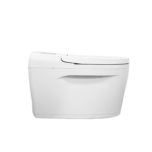 Siège de toilette intelligent rond en plastique blanc avec fonction d'agitation automatique, sans eau, zéro décharge, pour usage domestique - Product Image 1