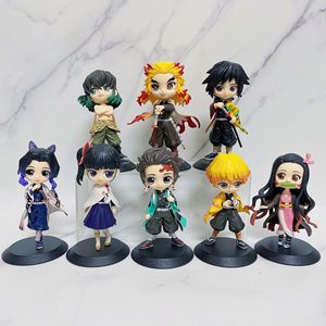8 Estilos Big Heads Estatuas Demon Slayer Nezuko Tanjirou Zenitsu Inosuke Kyoujurou <span class=keywords><strong>Shinobu</strong></span> Giyuu Figura PVC Anime Figura Juguetes - Product Image 3